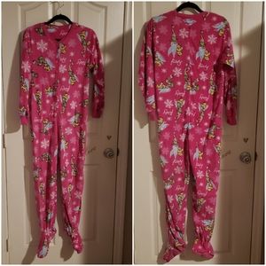 DISNEY TINKERBELL PINK FOOTED PAJAMA ONESIE SMALL